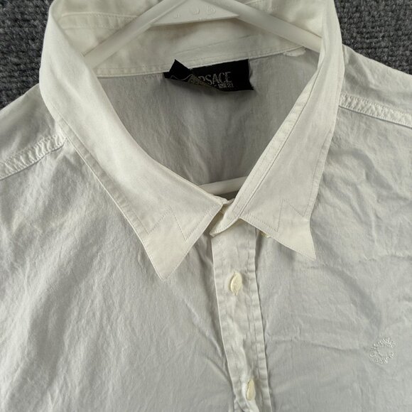 Versace Classic V2 Men Button Up Shirt White Long Sleeve Woven Cotton Designer - Picture 2 of 16